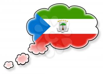 Flag in the cloud, isolated on white background, flag of Equatorial Guinea