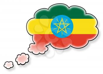 Flag in the cloud, isolated on white background, flag of Ethiopia