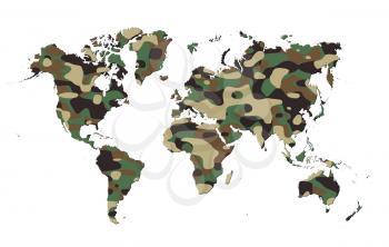 World - Map, filled with an army camo pattern