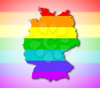 Germany - Map, filled with a rainbow flag pattern