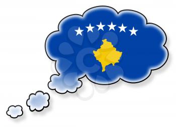 Flag in the cloud, isolated on white background, flag of Kosovo