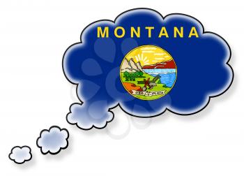 Flag in the cloud, isolated on white background, flag of Montana