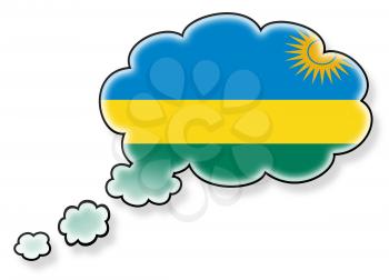 Flag in the cloud, isolated on white background, flag of Rwanda