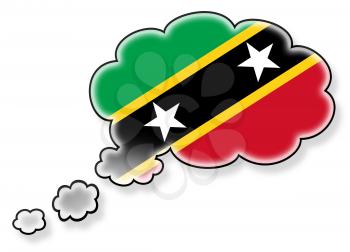 Flag in the cloud, isolated on white background, flag of Saint Kitts and Nevis
