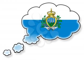 Flag in the cloud, isolated on white background, flag of San Marino
