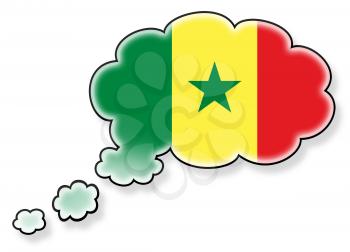 Flag in the cloud, isolated on white background, flag of Senegal