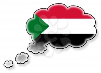 Flag in the cloud, isolated on white background, flag of Sudan