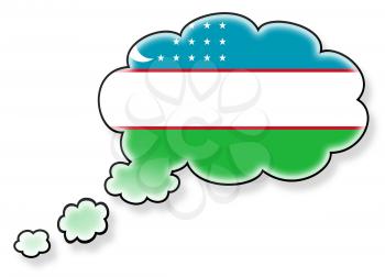 Flag in the cloud, isolated on white background, flag of Uzbekistan