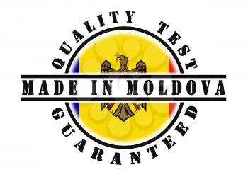 Quality test guaranteed stamp with a national flag inside, Moldova