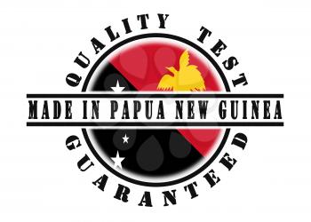 Quality test guaranteed stamp with a national flag inside, Papua New Guinea