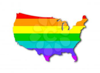 USA - Map, filled with a rainbow flag pattern