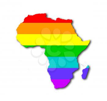 Africa - Map, filled with a rainbow flag pattern
