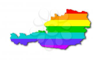 Austria - Map, filled with a rainbow flag pattern