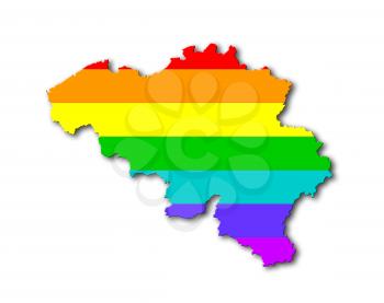 Belgium - Map, filled with a rainbow flag pattern