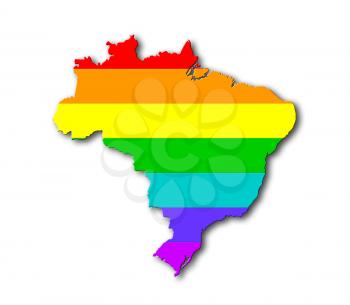 Brazil - Map, filled with a rainbow flag pattern