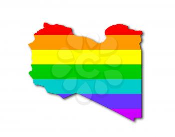 Libya - Map, filled with a rainbow flag pattern