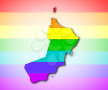 Map, filled with a rainbow flag pattern - Oman