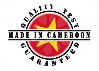 Quality test guaranteed stamp with a national flag inside, Cameroon