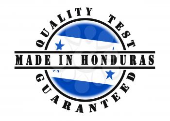 Quality test guaranteed stamp with a national flag inside, Honduras