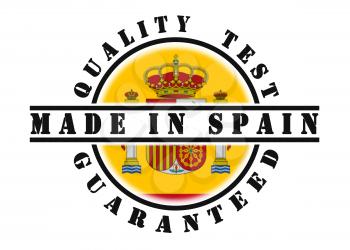 Quality test guaranteed stamp with a national flag inside, Spain