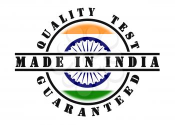 Quality test guaranteed stamp with a national flag inside, India