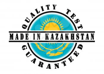 Quality test guaranteed stamp with a national flag inside, Kazakhstan