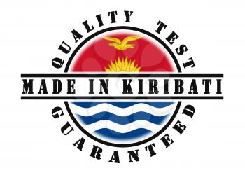 Quality test guaranteed stamp with a national flag inside, Kiribati