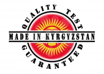 Quality test guaranteed stamp with a national flag inside, Kyrgyzstan