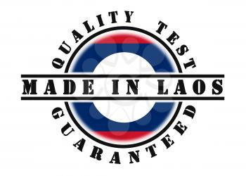 Quality test guaranteed stamp with a national flag inside, Laos