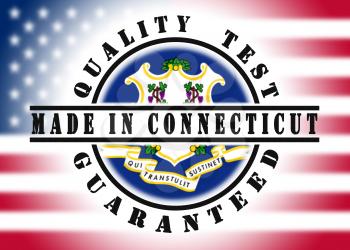 Quality test guaranteed stamp with a state flag inside, Connecticut