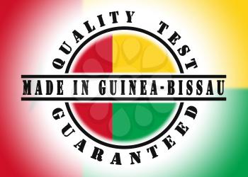 Quality test guaranteed stamp with a national flag inside, Guinea-Bissau
