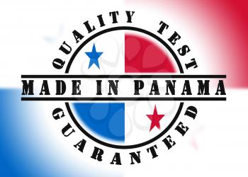Quality test guaranteed stamp with a national flag inside, Panama