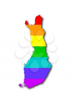Map, filled with a rainbow flag pattern - Finland