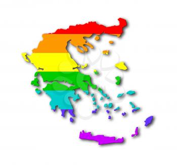 Map, filled with a rainbow flag pattern - Greece