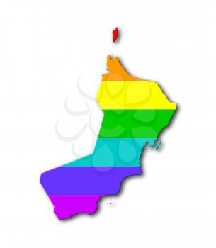 Map, filled with a rainbow flag pattern - Oman