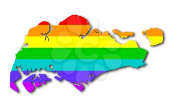 Map, filled with a rainbow flag pattern - Singapore