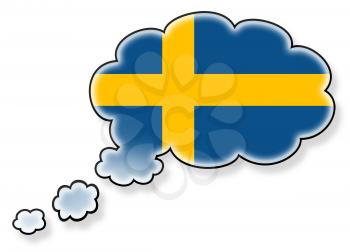 Flag in the cloud, isolated on white background, flag of Sweden