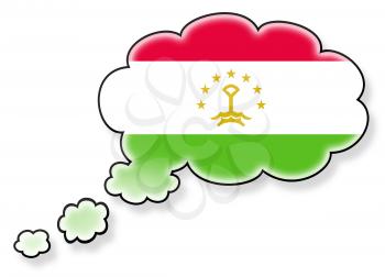 Flag in the cloud, isolated on white background, flag of Tajikistan