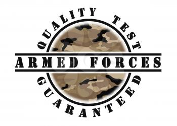 Quality test guaranteed stamp with a pattern inside, army camouflage