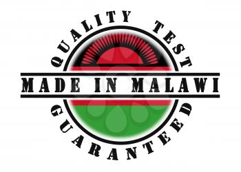Quality test guaranteed stamp with a national flag inside, Malawi