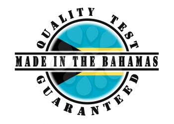 Quality test guaranteed stamp with a national flag inside, Bahamas