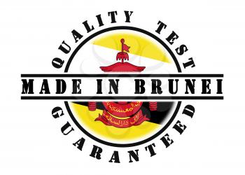 Quality test guaranteed stamp with a national flag inside, Brunei