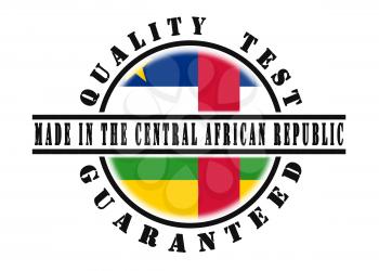 Quality test guaranteed stamp with a national flag inside, Central African Republic