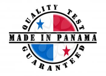 Quality test guaranteed stamp with a national flag inside, Panama