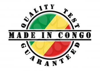 Quality test guaranteed stamp with a national flag inside, Congo