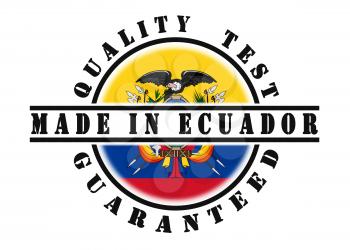 Quality test guaranteed stamp with a national flag inside, Ecuador