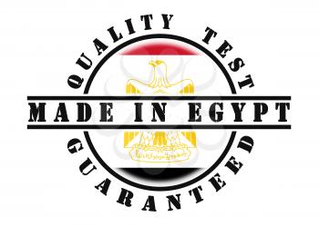 Quality test guaranteed stamp with a national flag inside, Egypt