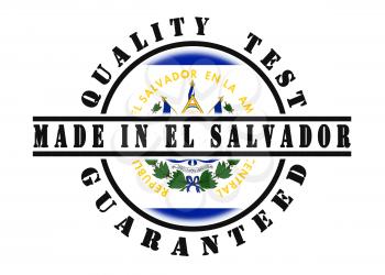 Quality test guaranteed stamp with a national flag inside, El Salvador