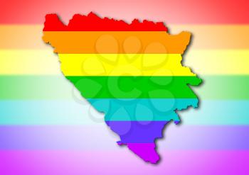 Map, filled with a rainbow flag pattern - Bosnia and Herzegovina