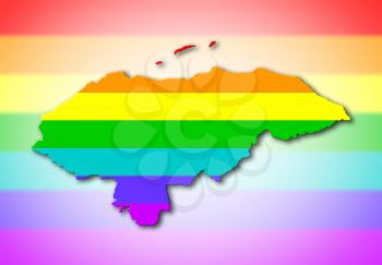 Honduras - Map, filled with a rainbow flag pattern
